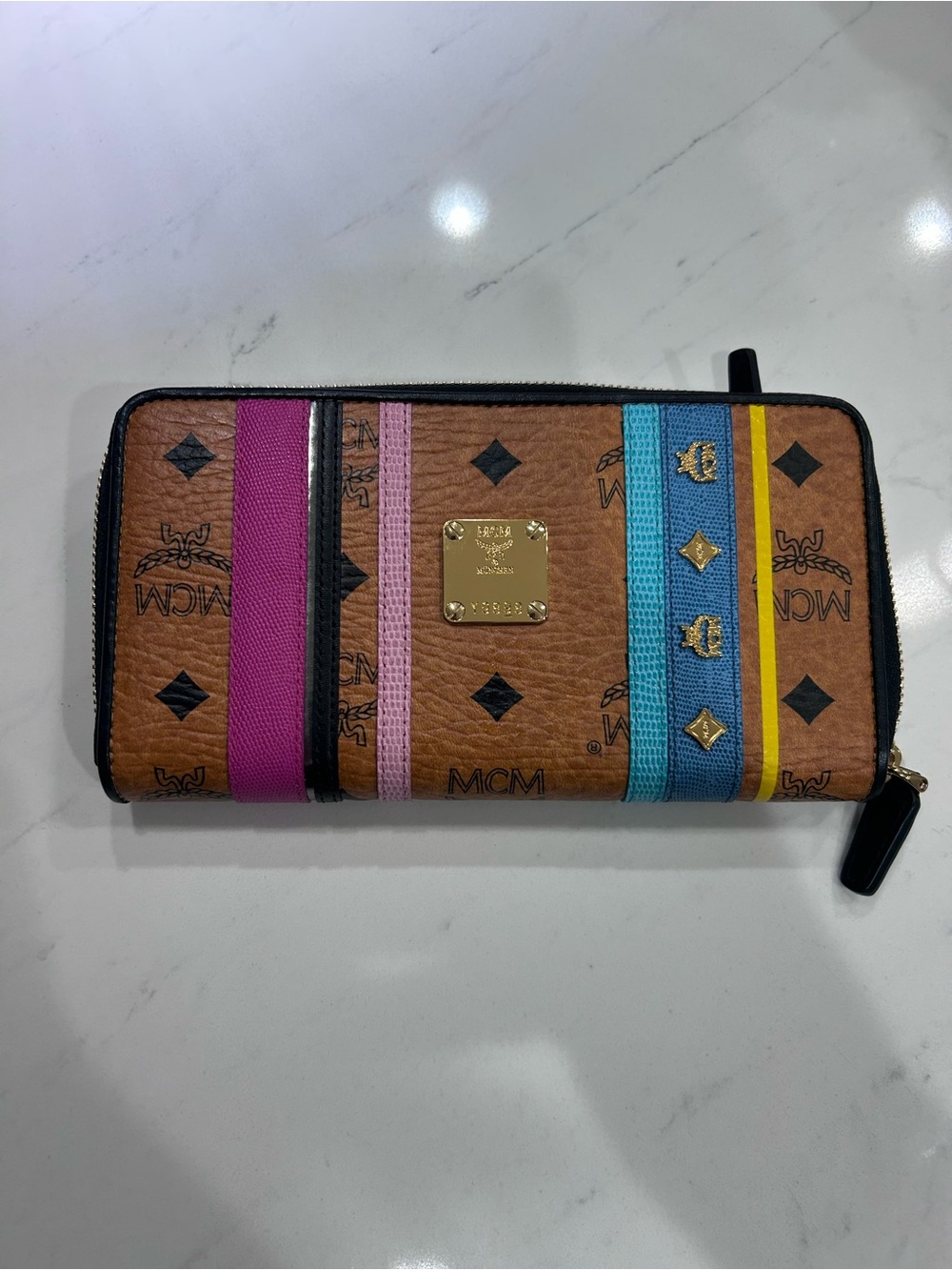 MCM Brown Logo Zip-Around Wallet. New without tags.
